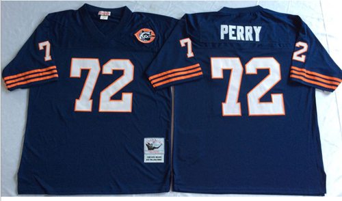 Mitchell&Ness Bears #72 William Perry Blue Big No. Throwback Stitched NFL Jersey - Click Image to Close
